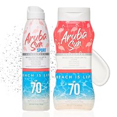 SPF 70 Sunscreen Lotion Spray Bundle Reef Safe Water-Resistant Non-Greasy Broad Spectrum UVA UVB Protection Aruba Reef Act
