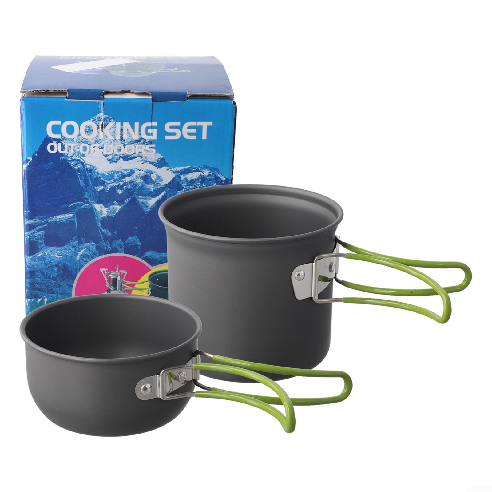 Batterie de cuisine de camping portable antiadhésive en aluminium anodisé dur poignée pliable légère pour randonnée, pique-nique