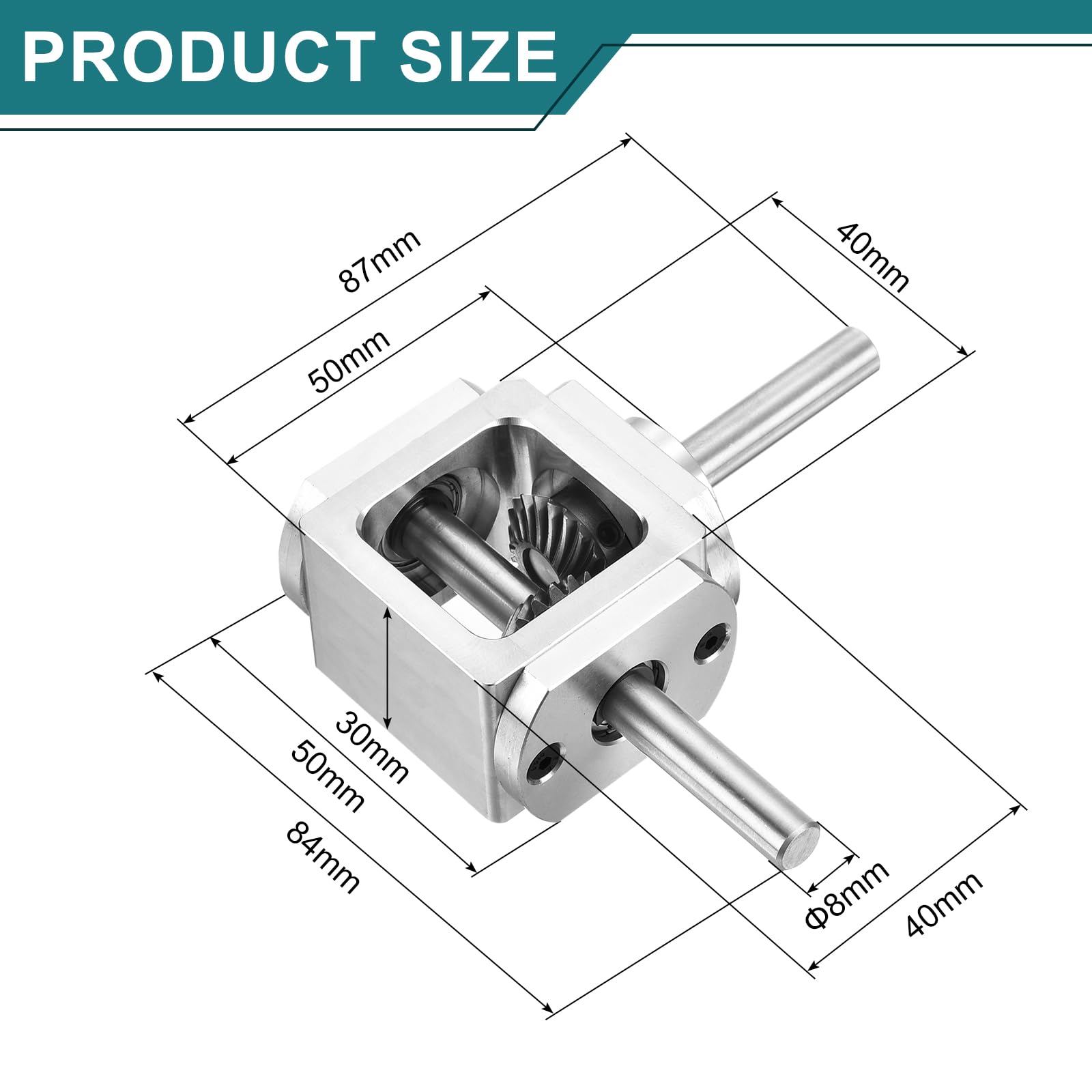 QUARKZMAN Scatola Ingranaggi 90 Gradi Angolo Retto Scatola Ingranaggi Conica 1:1 Singolo Albero Uscita 1 Modulo 20 Denti Ingranaggio Conico DIY Semplice Albero 8mm, 84x87x30mm(LxWxH)