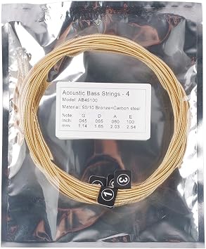 Acoustic Bass Strings 4-String Set Brass Winding Carbon Steel Core 045 100 Gauge Precise Sound Flexible Fit for Folk Upright Acoustic Bass Guitar