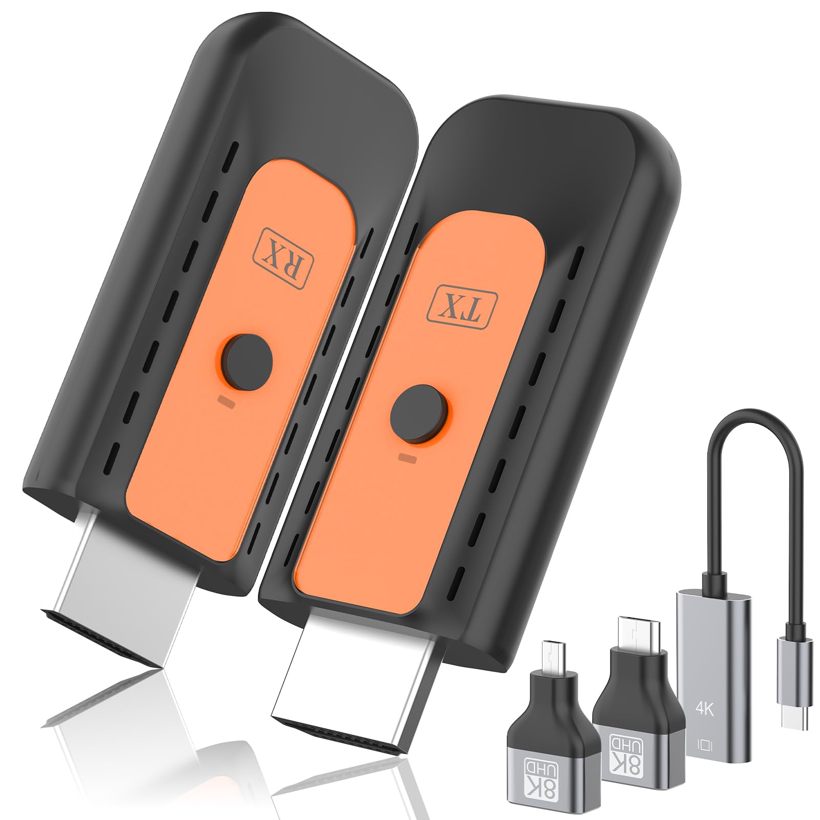 HDMI Inalámbrico, Transmisor y Receptor Inalámbrico, para Transmitir Vídeo y Audio en PC/Portátil a Monitor/TV Box/Proyector, transmisión inalámbrica HDMI 2,4G/5,8G, Plug & Play, 100ft