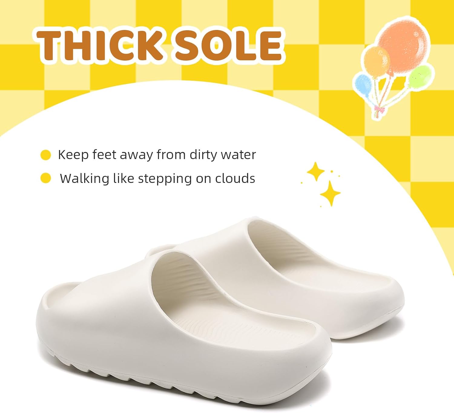 Kids Cloud Slides for Boys & Girls, Super Soft & Comfy Beach Pool Slippers, Non-Slip Waterproof Shower Sandals for Toddlers & Kids