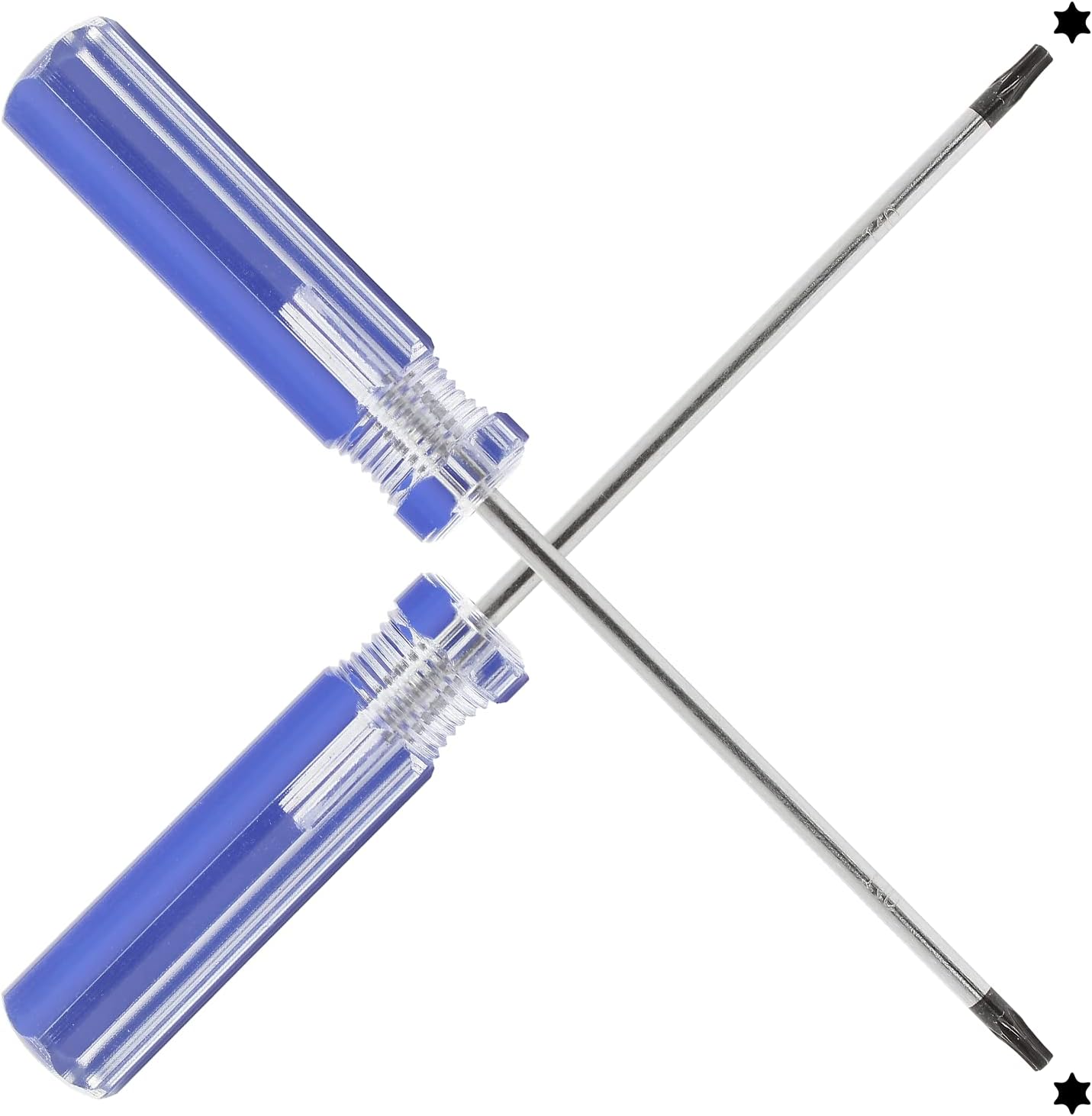 2Pcs T10 Magnetic Torx Screwdrivers, 3 Inch Tamper Proof Security Torx Head Tip Screwdriver with Clear Blue Handle