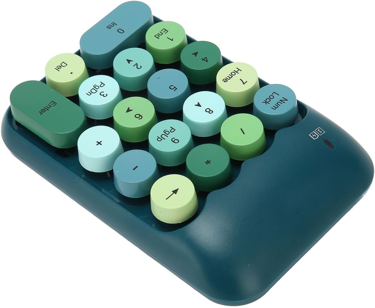 Retro Color 2.4GHz Numeric Keypad with USB Receiver for Laptop, Portable 18 Keys Wireless Number Pads Round Keycaps Auto Sleep Accounting Numpad Compatible with OS X (Dark Green Color)
