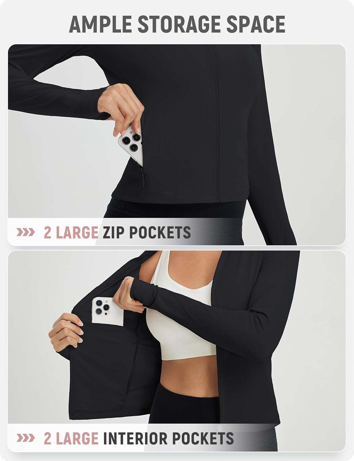 baleaf Women's UPF 50+ Sun Shirts Protection SPF Crop Jacket UV Protection Long Sleeve Full Zip Clothing Lightweight - Image 5