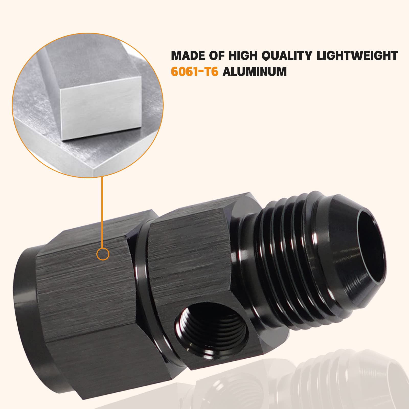AN6 To 1/8" NPT Adapter Fitting - Aluminum Swivel Adapter Black AN6 Female To NPT Male