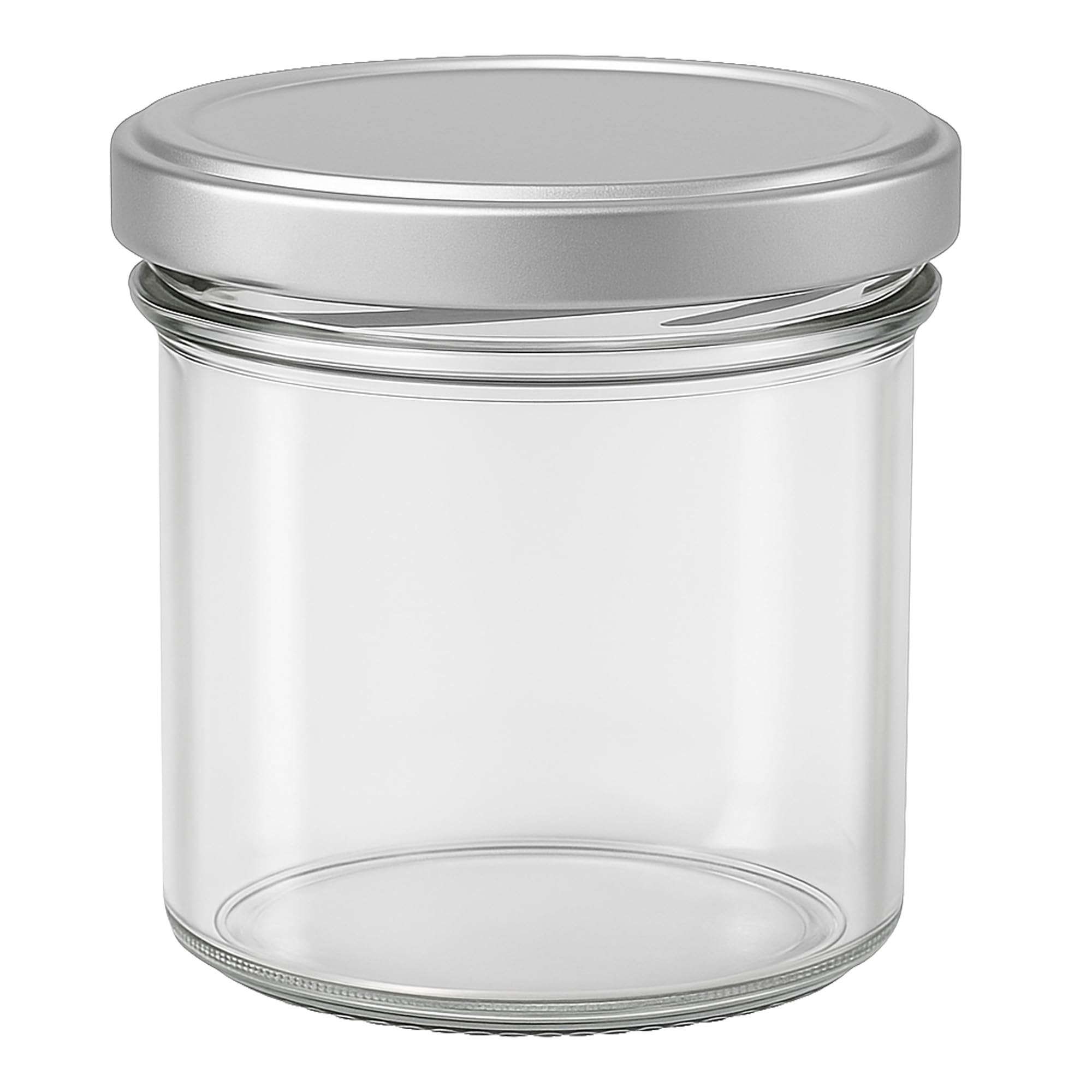 12 tarros de cristal con tapa de rosca – 125 ml de cristal/metal 6,6 x 6 cm (diámetro x altura), tapa de plata 66 – tarros de mermelada fabricados en Alemania (12)