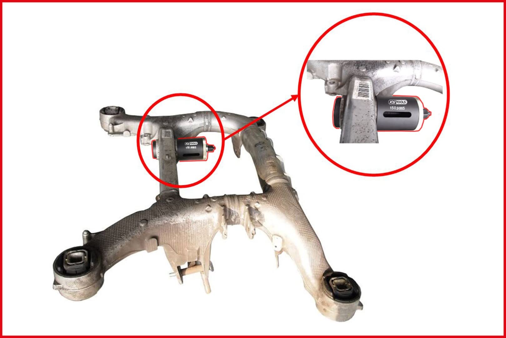 KS Tools 150.9865 Juego de herramientas de silentblock para soportes de eje trasero BMW, 7 pzs