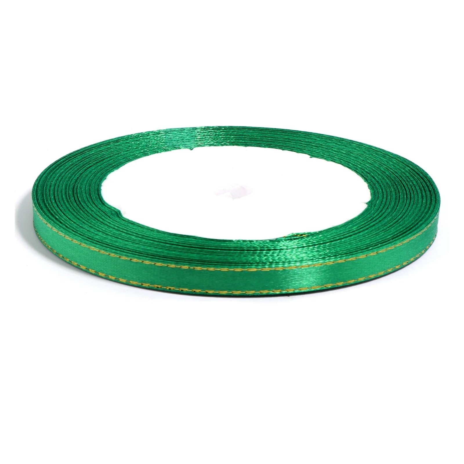 Wstążka, wstążki do pakowania prezentów, wstążka satynowa ze złotą krawędzią - wielokolorowa, szerokość 6 mm/10 mm, 100 jardów(Green,10mm)