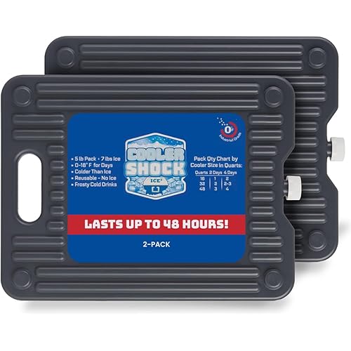 Cooler Shock Ice Packs - Reusable, Premium, Large Pack and Lunch Set for Long Term Use - Cools Faster Than Ice - Cooler Accessories