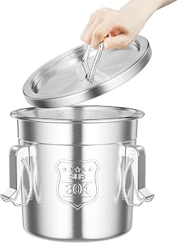 Stainless Steel Airtight Canister with Lid and Handles, 6L Food Storage Canisters for for Household Kitchen, Cylinder Storage Containers for Rice Cereal and Coffee Bean