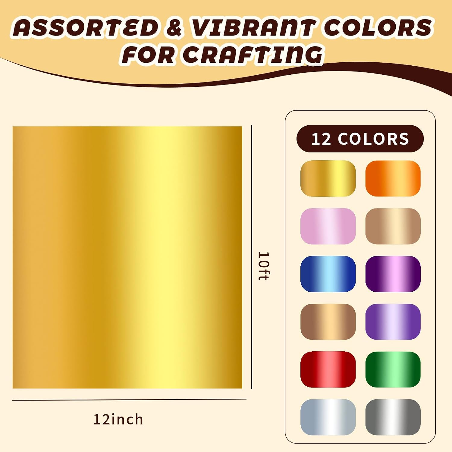 Heat Transfer Vinyl Sheets 12"x10" – Metallic Heat Transfer Vinyl Multicolored Chrome HTV for Cricut, Silhouette, Easy to Cut & Weed Iron On Vinyl for T-Shirts (Modern Chic Foil)