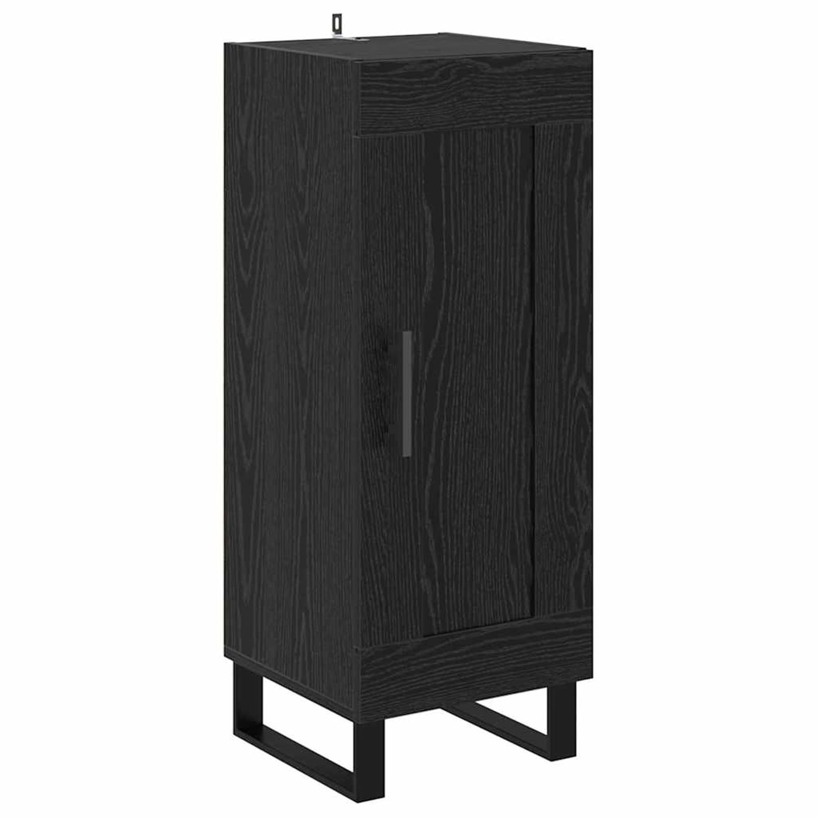 Armadio alto in legno, 34,5 x 34 x 180 cm, effetto rovere nero, con 2 ante, armadio minimalista per soggiorno e cucina