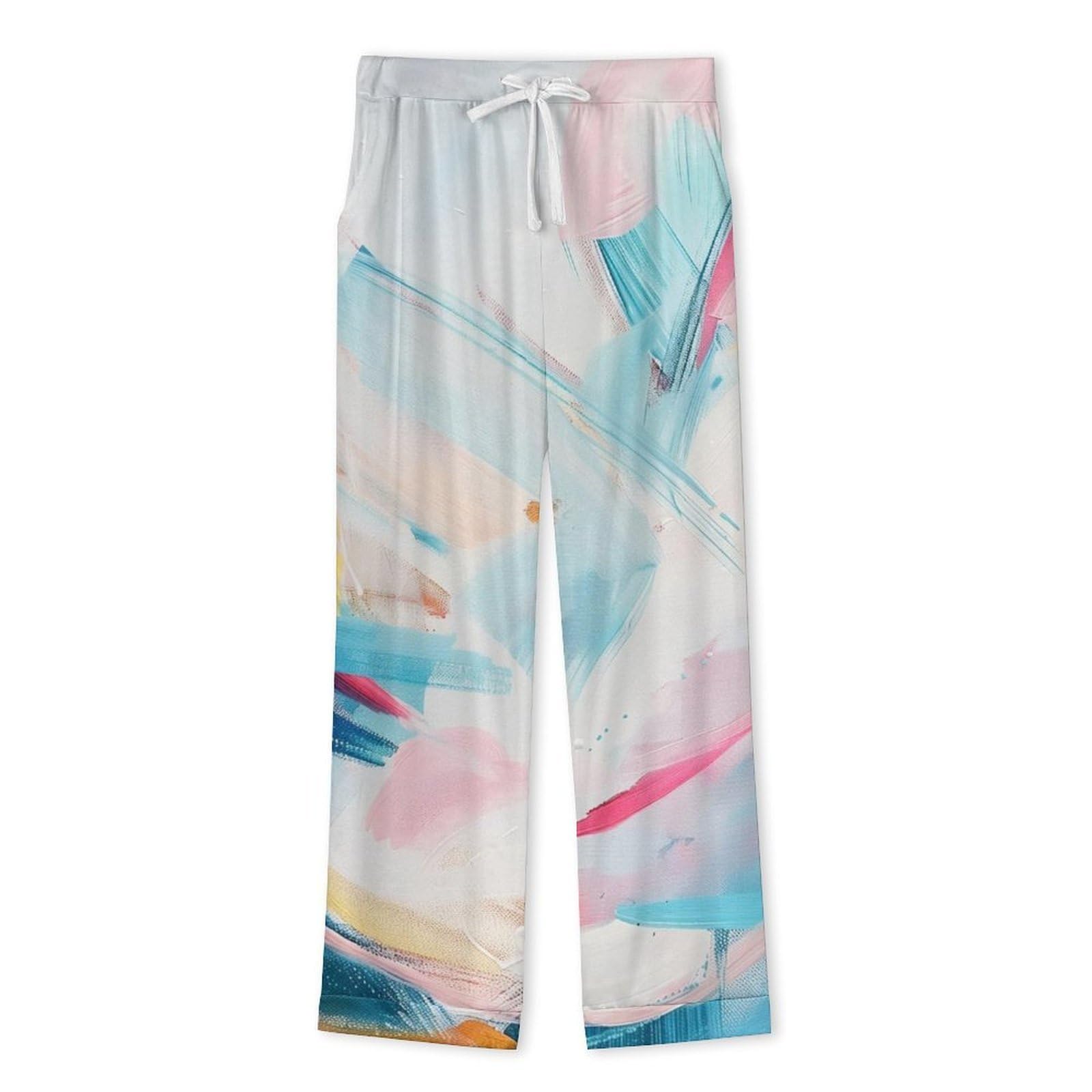 OLEETS Pigiama A Maniche Lunghe da Uomo - Graffiti Colorati Pigiama Invernale Pantaloni Top Caldo Autunnale Traspirante Morbido 2 Pezzi Casual Ampio