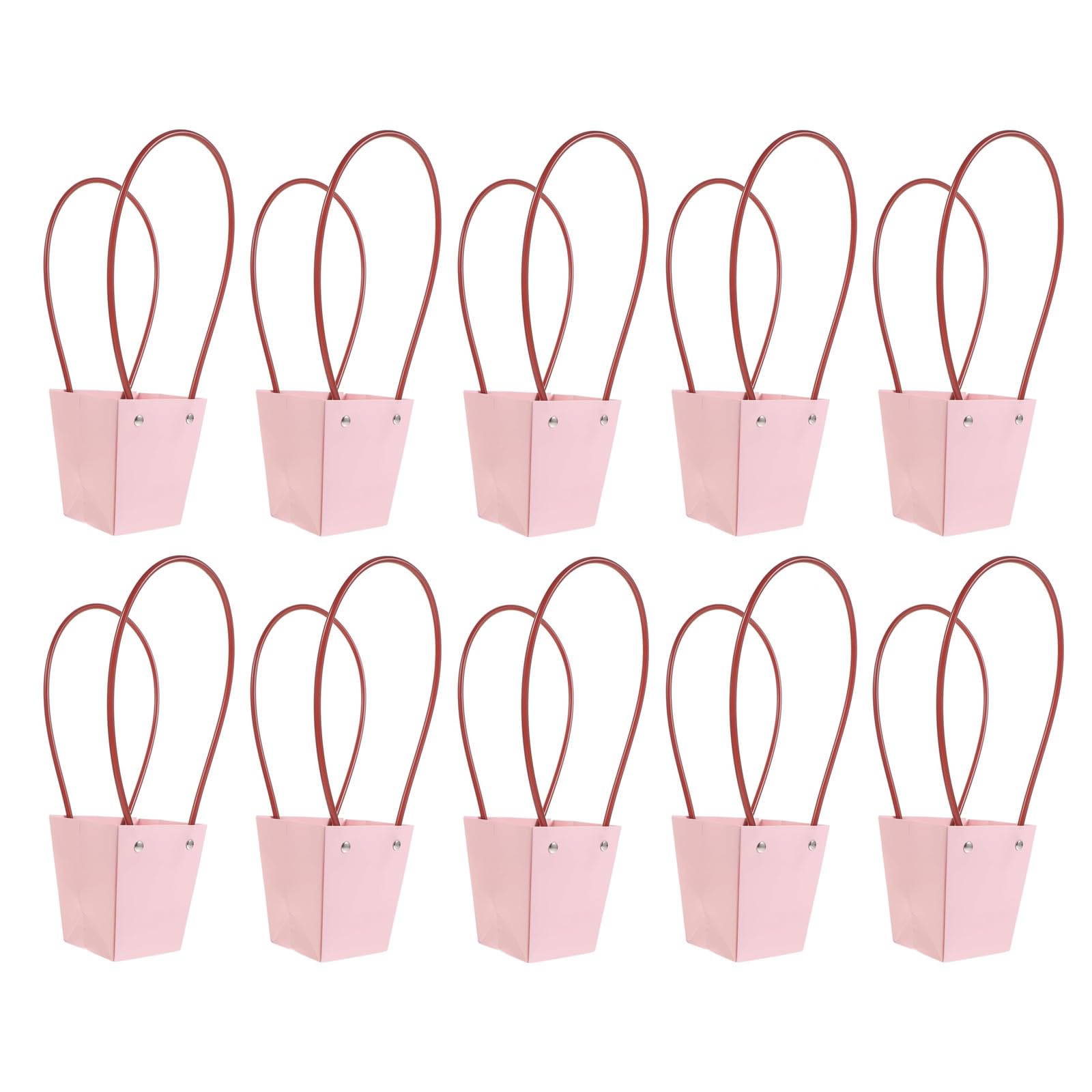 Kraft Paper Flower Bouquet Bags, 10Pcs Slightly Waterproof Flower Wrapping Bags with Handle Floral Wrapping Sleeves for Wedding Birthday Anniversary Supplies (Pink-9.5cm*16cm/6.3in*3.74in)