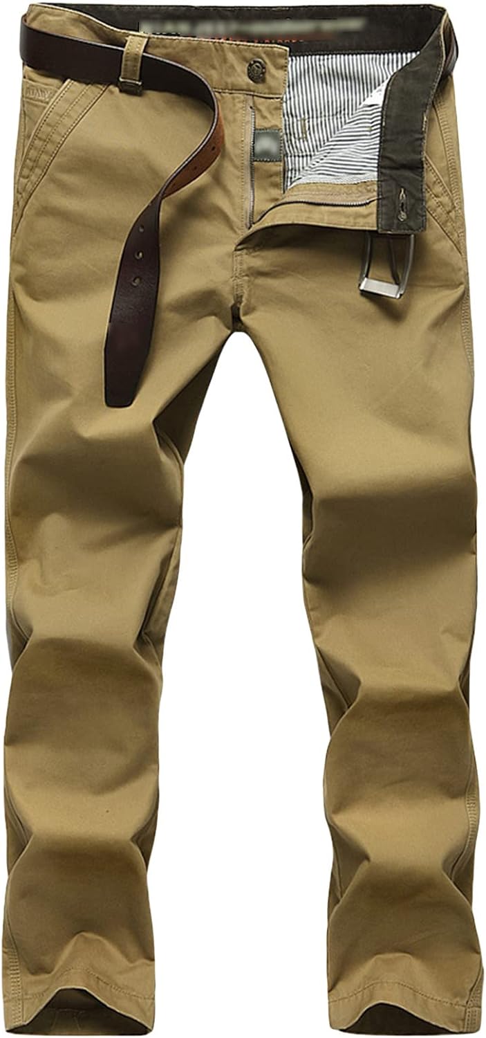 Men's Casual Straight Loose Business Trousers Classic Comfort Fit Pant Stretch Relaxed Fit Flat Front Pant