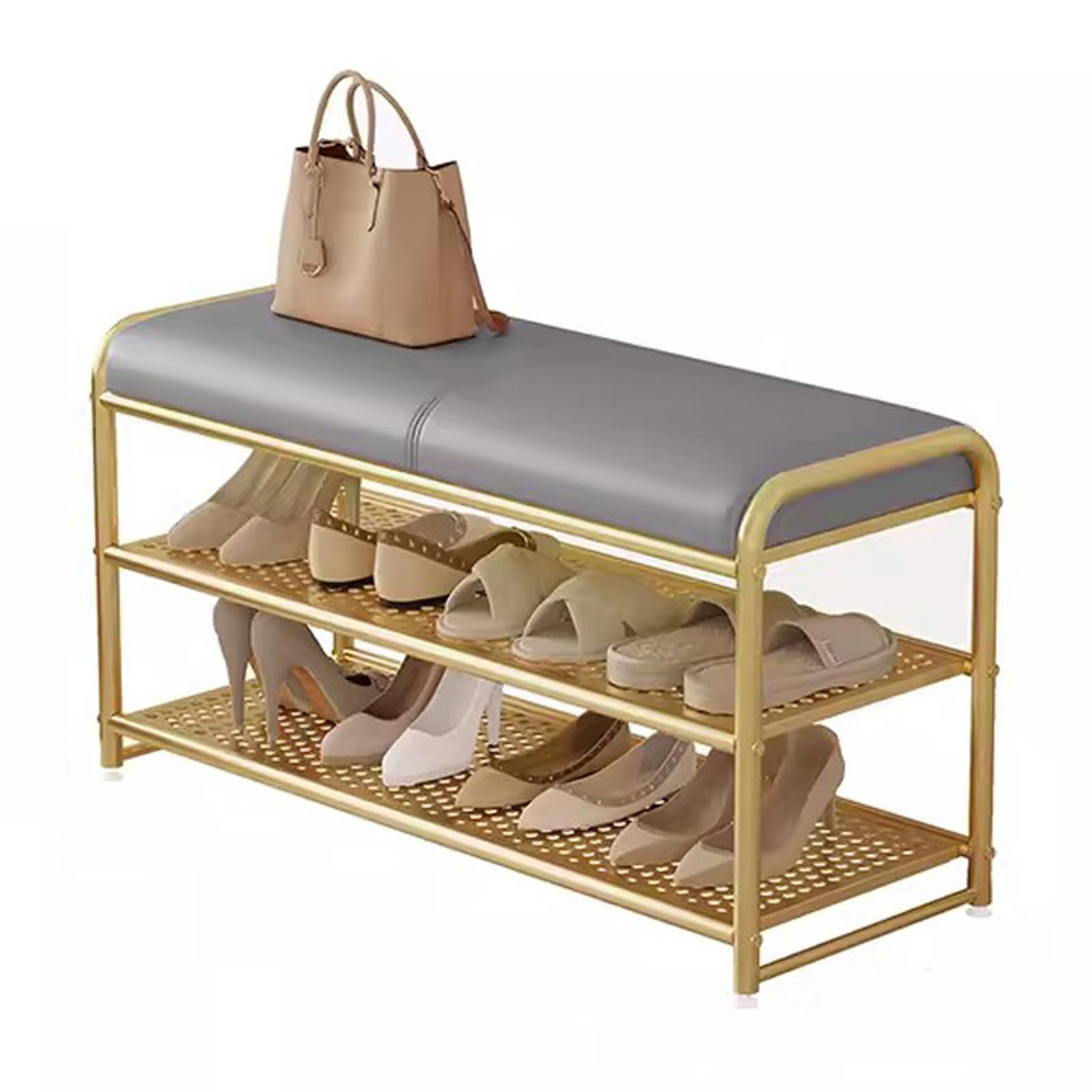 Organisateur à chaussures pour salon avec étagères en maille et assise confort de chambre