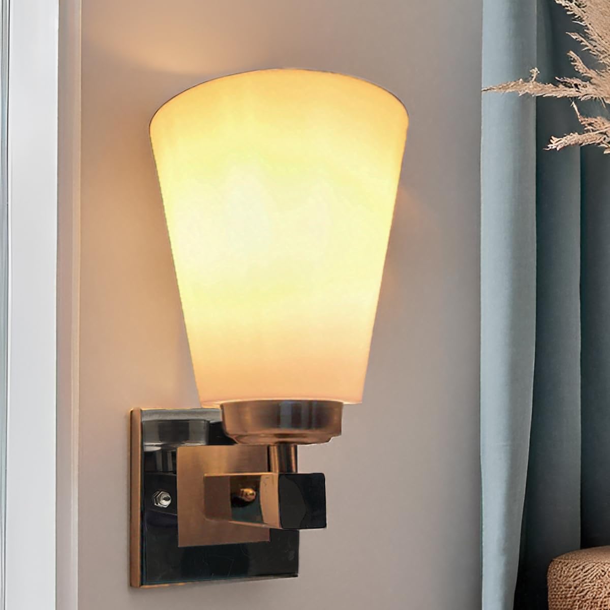 DarkVision Classic Steel Wall Light with PVC Shade Contemporary Decorative Lighting​ Indoor Wall Lamp Fixture for Bedroom, Living Room, Hallway, Kitchen and Home Decor (Without Bulb)-image-46