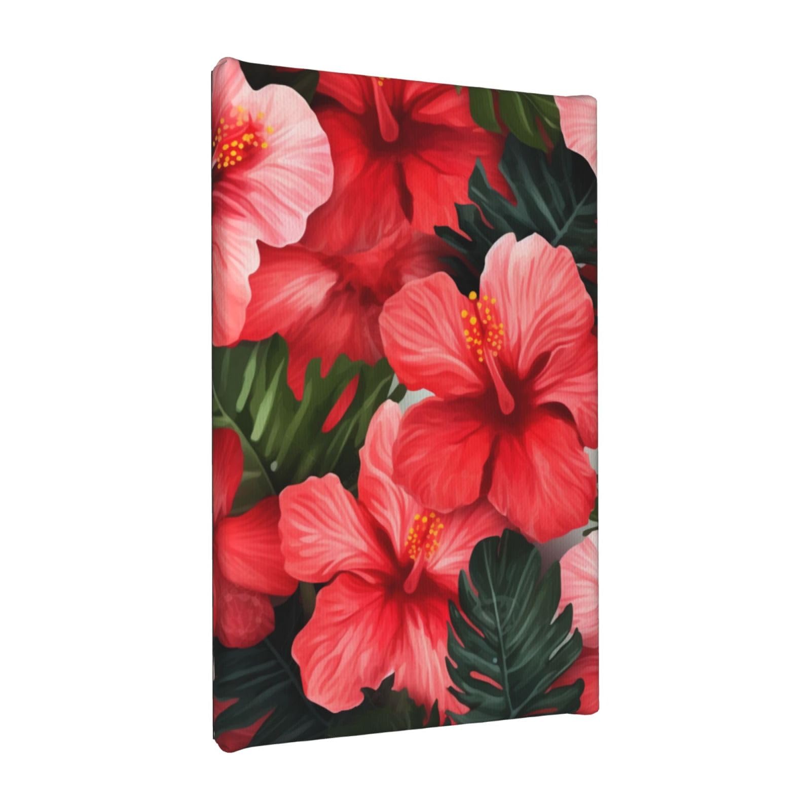 YKLJG Hibiscus Flower Printed Wall Art Canvas Painting 20x30 CM Wooden Framed Picture Painting Artwork Prints for Bedroom Kitchen Home Office Decor