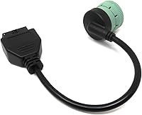 Vista 2 de OBD2 - Cable adaptador J1962-J1939 de 9 pines a 16 pines - Herramienta de diagnóstico resistente para camiones - Conector verde de 9 pines