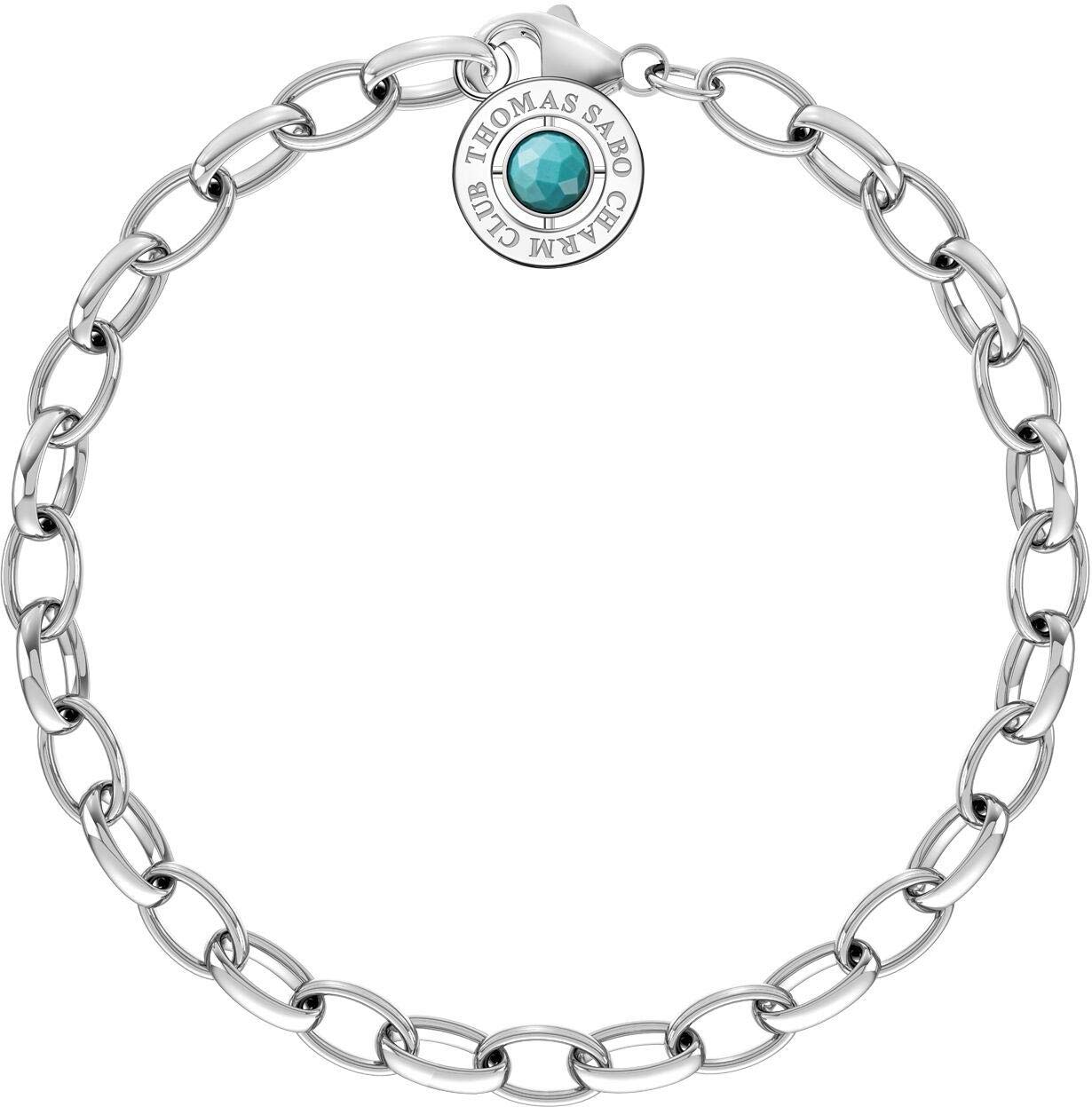 Thomas Sabo Damen-Charm-Armband Charm Club 925 Sterling Silber Türkis X0229-404-17