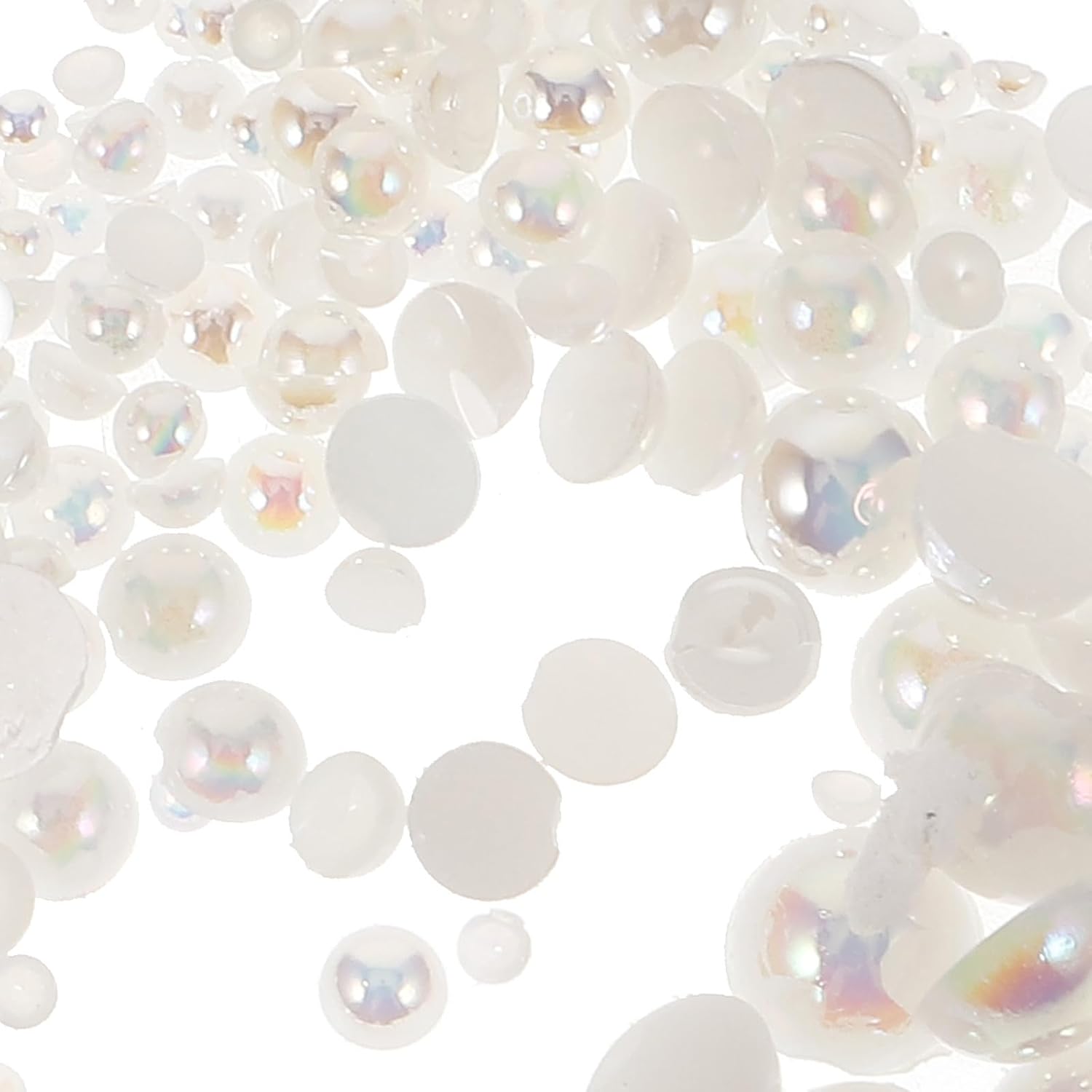 1 Box White Flatback Plastic Pearl Nail Charms for DIY Wedding Nails