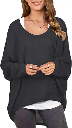 ZANZEA Women's Off-Shoulder Batwing Sleeve Blouse Casual Loose Oversized Baggy T-Shirt Sweater Pullover Top