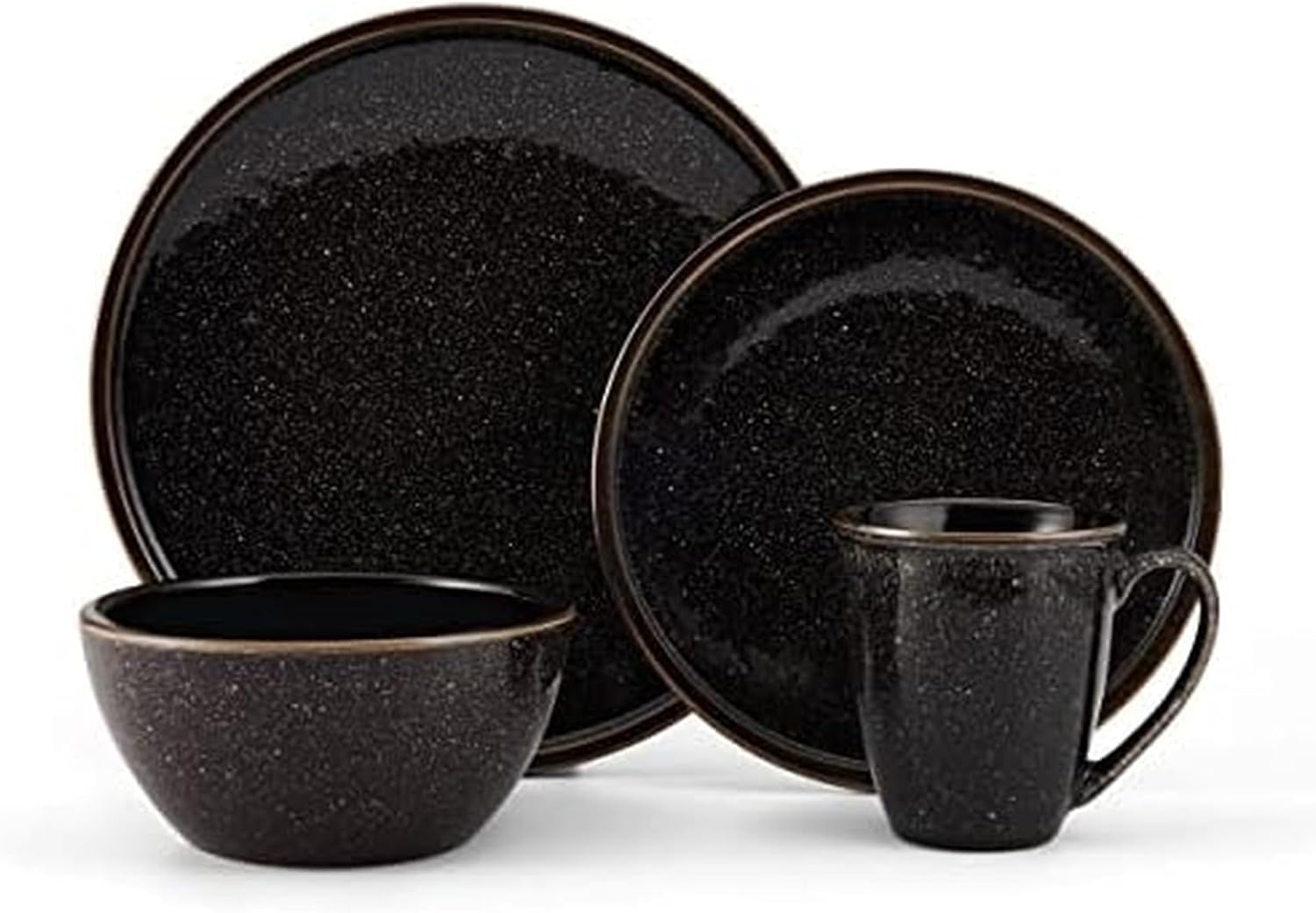 Mikasa Barrett 16 Piece Dinnerware Set, Service For 4, Black