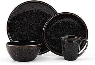 Barrett 16 Piece Dinnerware Set, Service For 4, Black