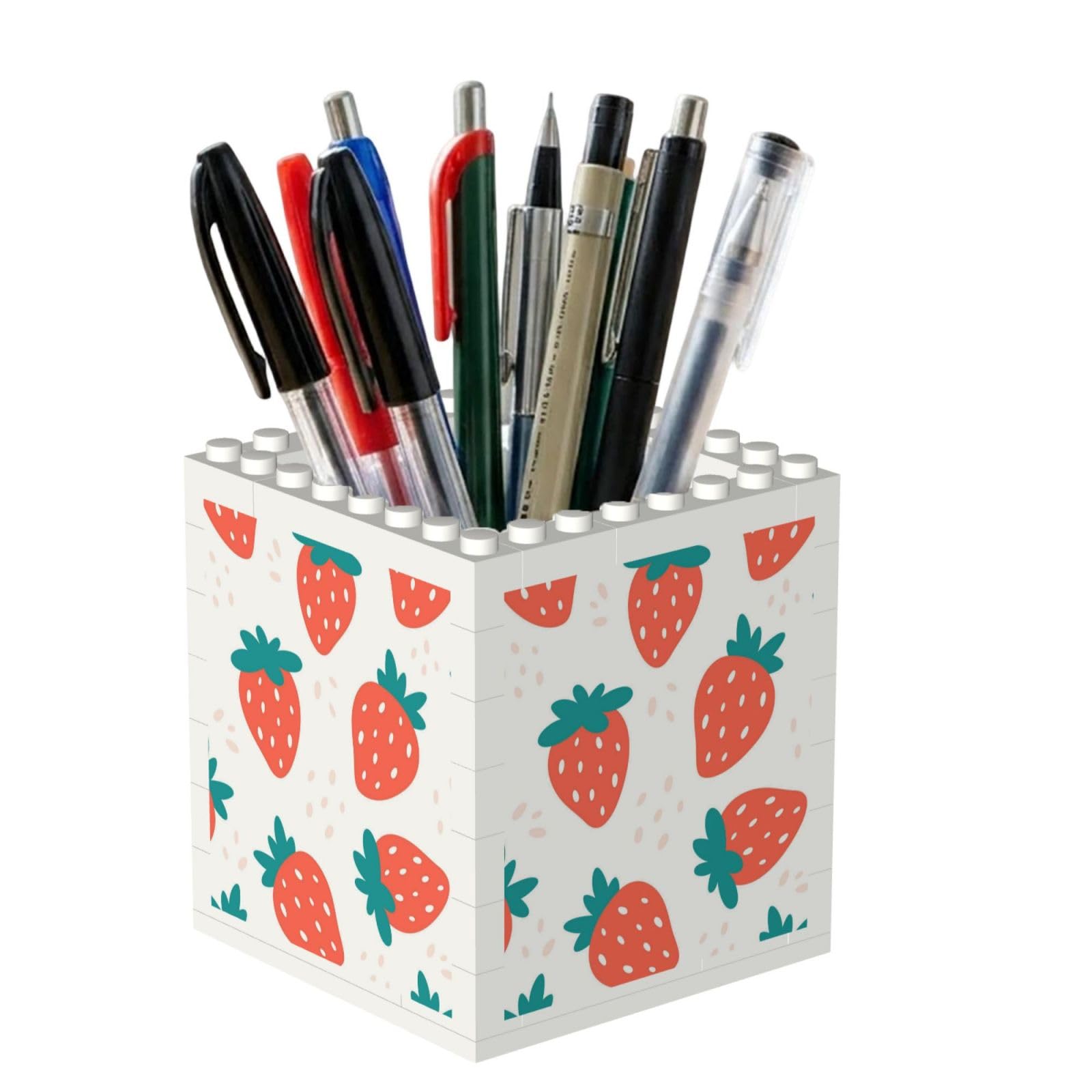 Poadnly Strawberry, Pen Pot Pencil Holder for Office Home School, Compact Desk Organiser for Office Stationery