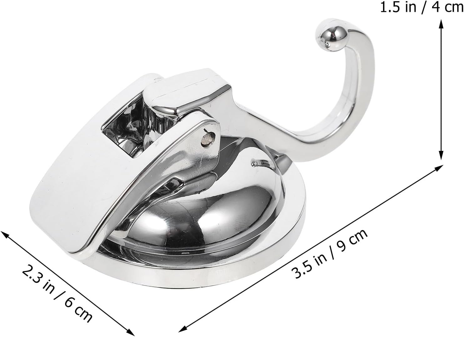 Housoutil Strong Vacuum Suction Cup Hook, Silver Plastic Glass Wall Hook, Reusable No-Drill Suction Holder for Bathroom, Kitchen, and Home Storage image 2