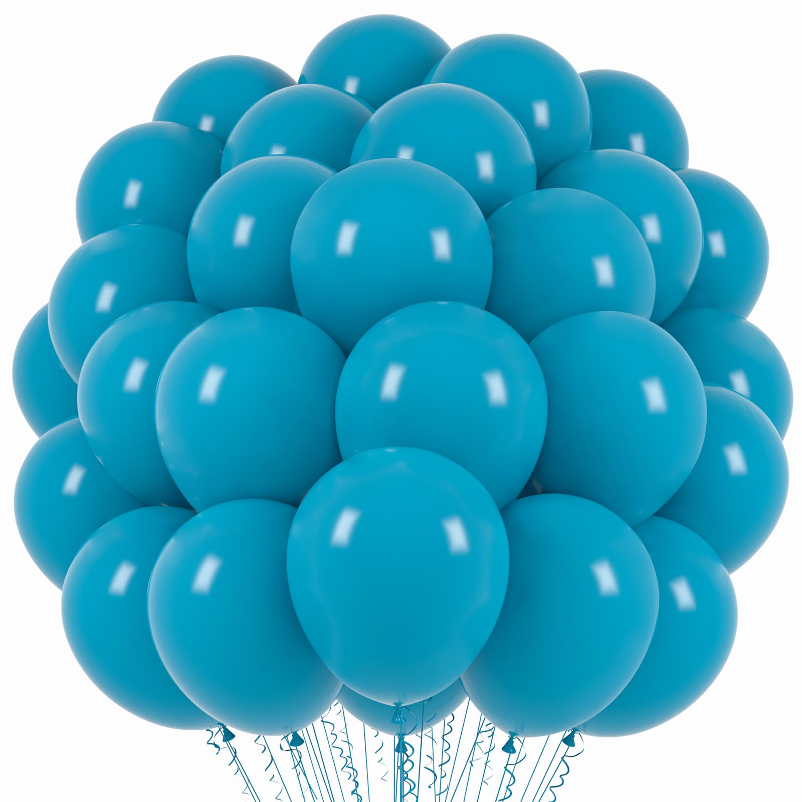 Voircoloria 66pcs Peacock Blue Teal Blue Latex Party Balloons, 12inch