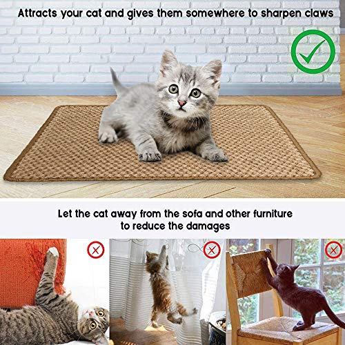 Luyinn Cat Scratching Mat, Natural Sisal Scratching Pad, Anti-Slip Cat Scratch Rug Sleeping Carpet For Cat Grinding Claws & Protecting Furniture（23.6X15.8Inchs） #TOP2