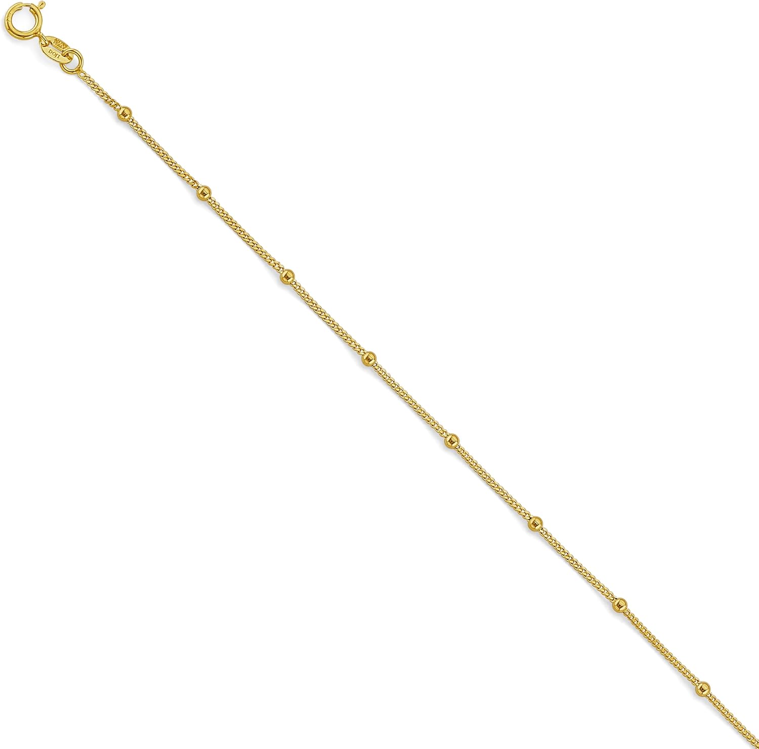 14k Yellow Gold 2mm Plain Ball Station Chain Necklace - Image 4