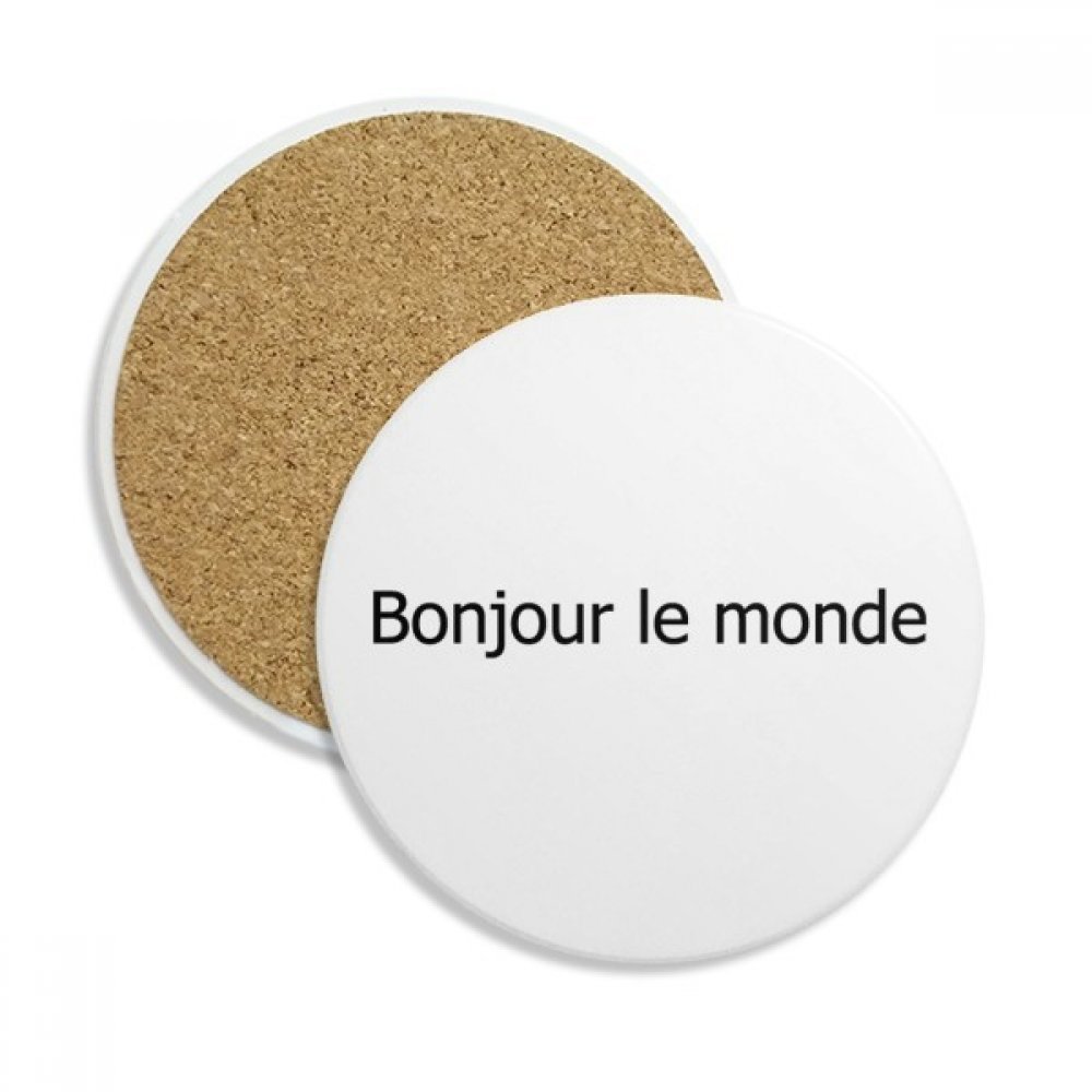 Coaster en céramique Bonjour Français absorbant dessous de verre multicouleur pour tasse