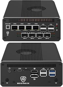 4x10Gbe Intel X710 SFP+ Micro Firewall Appliance Router with Intel 14th Gen Core Ultra 5 125H, AI MINI PC 8G DDR5 RAM 128G M.2 PCIe SSD USB4 Support Pfsense|OPNsense|Openwrt|Windows
