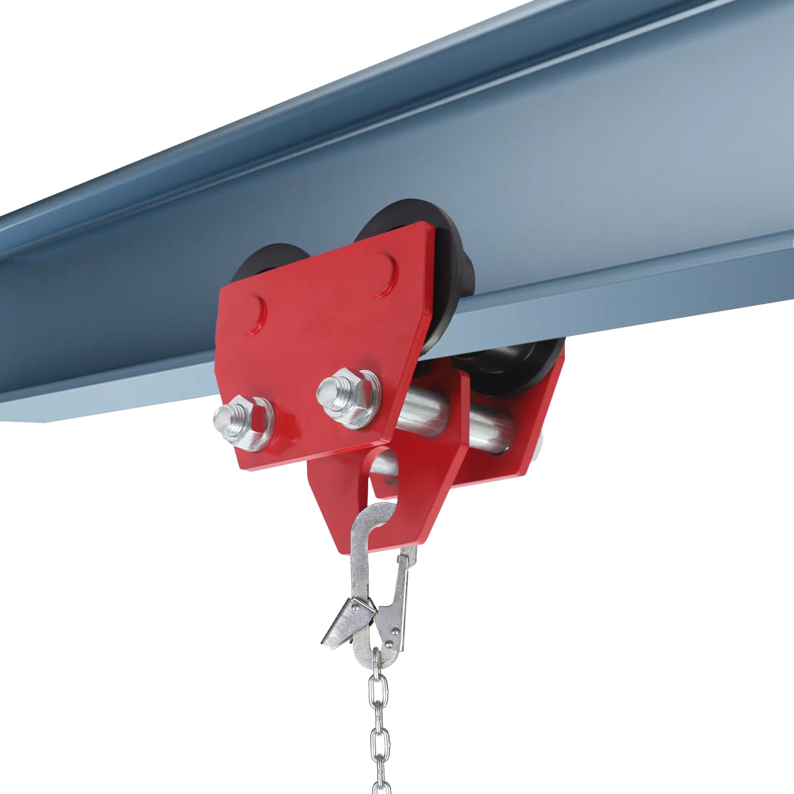 MIIWWOWO 3T Manual Sliding Trolley with Track Rollers to 6600 LBS Capacity, Heavy Duty Joist Trolley Width Adjustable Beam Trolley