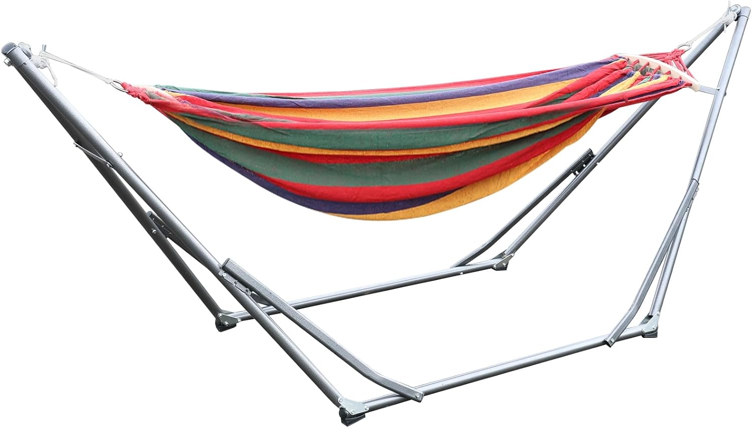 Double Hammock with Space Saving Metal Stand and Carrying Bag, Strong Load Bearing Anti-Deformed Hammock Chair, Indoor/Outdoor Saving Space Hammock Stand, for Patio Yard Enjoy Leisure Red