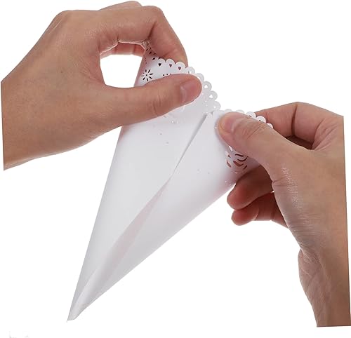 Miniatura 3 de Operitacx 20 soportes huecos para confeti para bodas y fiestas, conos de pétalos de papel blanco para decoraciones de ramo y almacenamiento