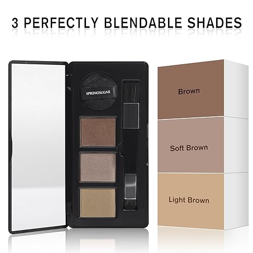 Miniatura 8 de Tinte de cabello para retoque de raíz, polvo de línea capilar mezclable de 3 colores para cobertura de canas, cobertura de raíces y bordes