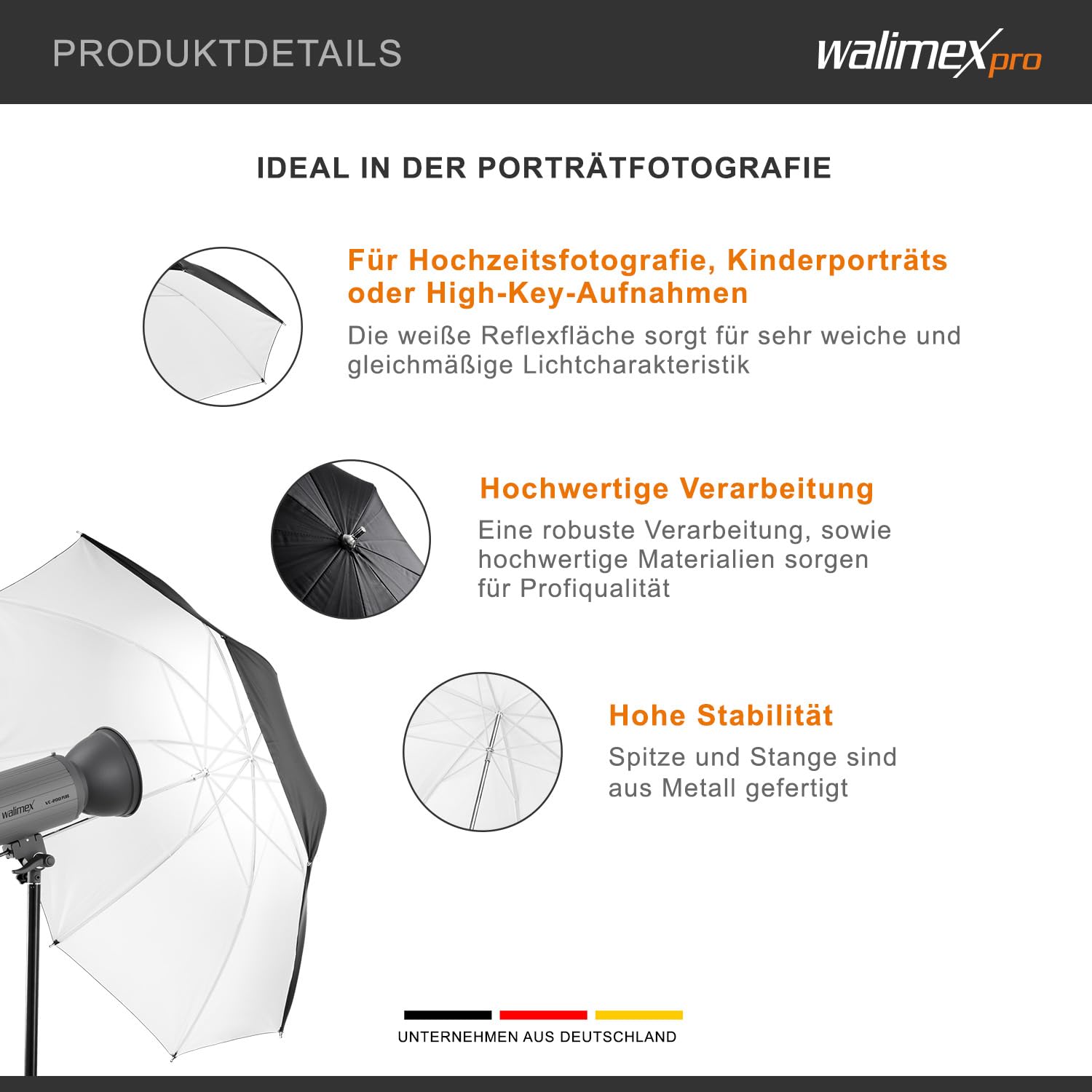 Walimex Pro Reflexschirm 109 cm schwarz/weiß
