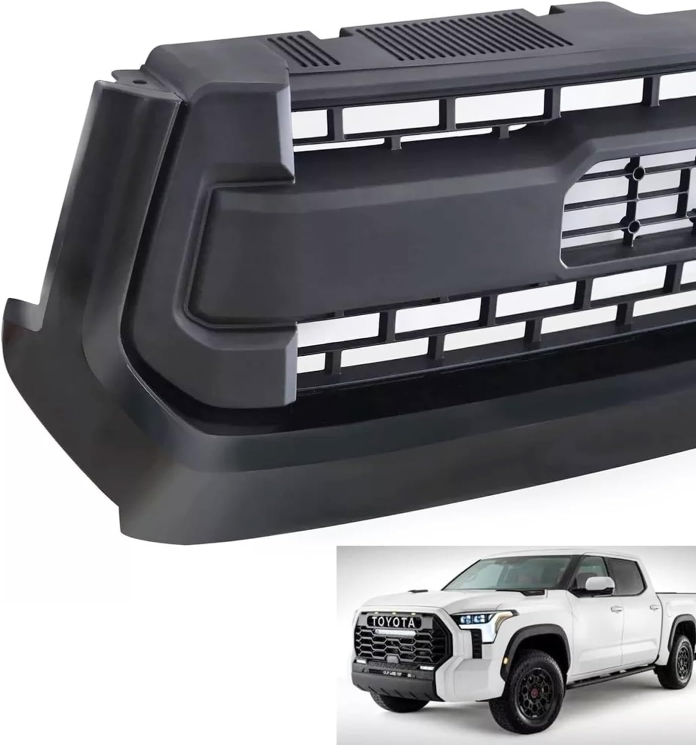 MUCO Grille Grills Front Hood Bumper-Gloss Black Grille Cover for Tundra 2014 2015 2016 2017 Mesh Style Front Grille Gloss Black