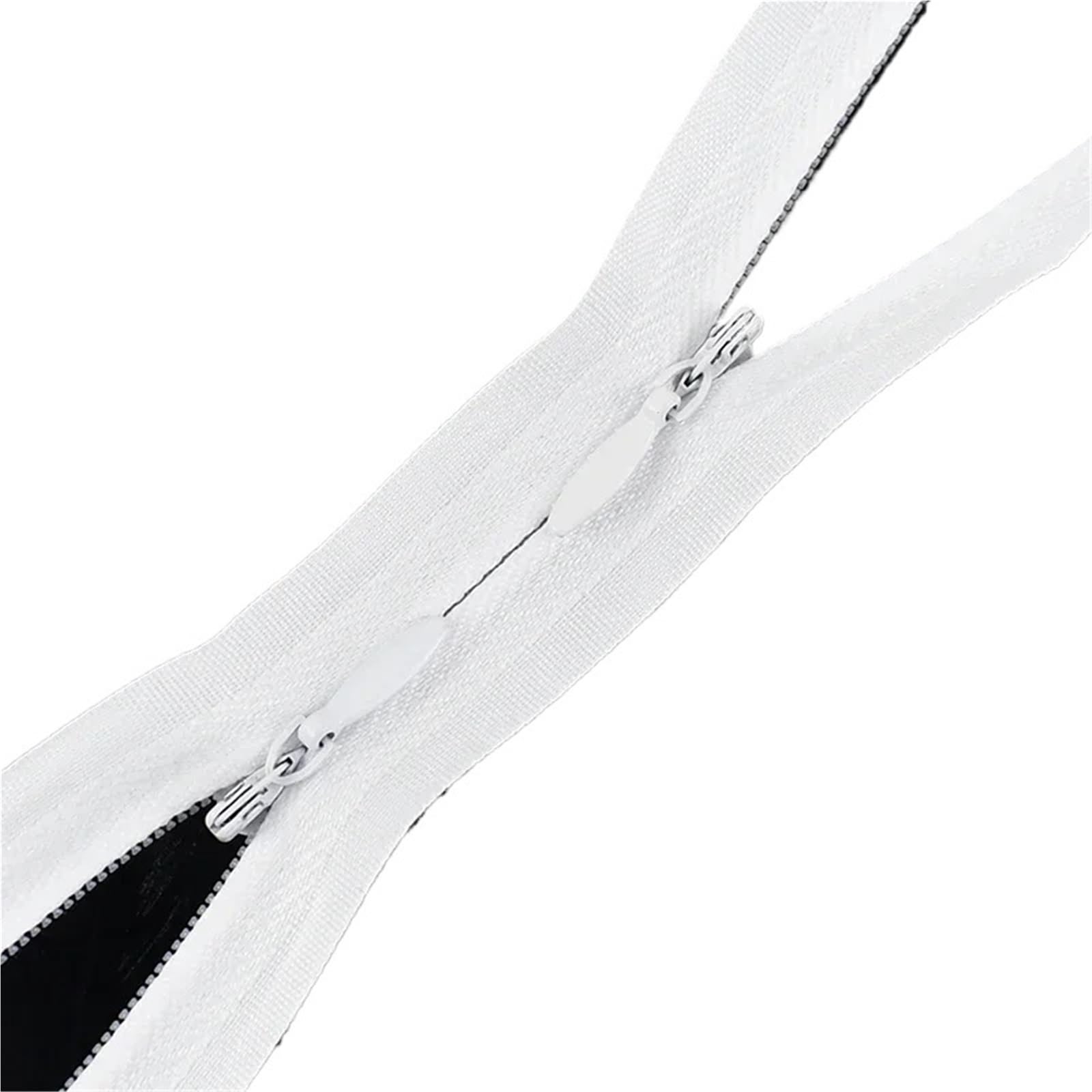 Two Way Separating Zipper, Two-Way Separating Zipper No.3 Invisible Nylon Double Slider 60/120cm Multicolor 5/10pcs(White,120cm-10Pcs)