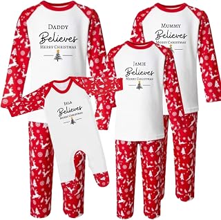 Second Ave Personalised Matching Family Believes Christmas Pyjamas PJs