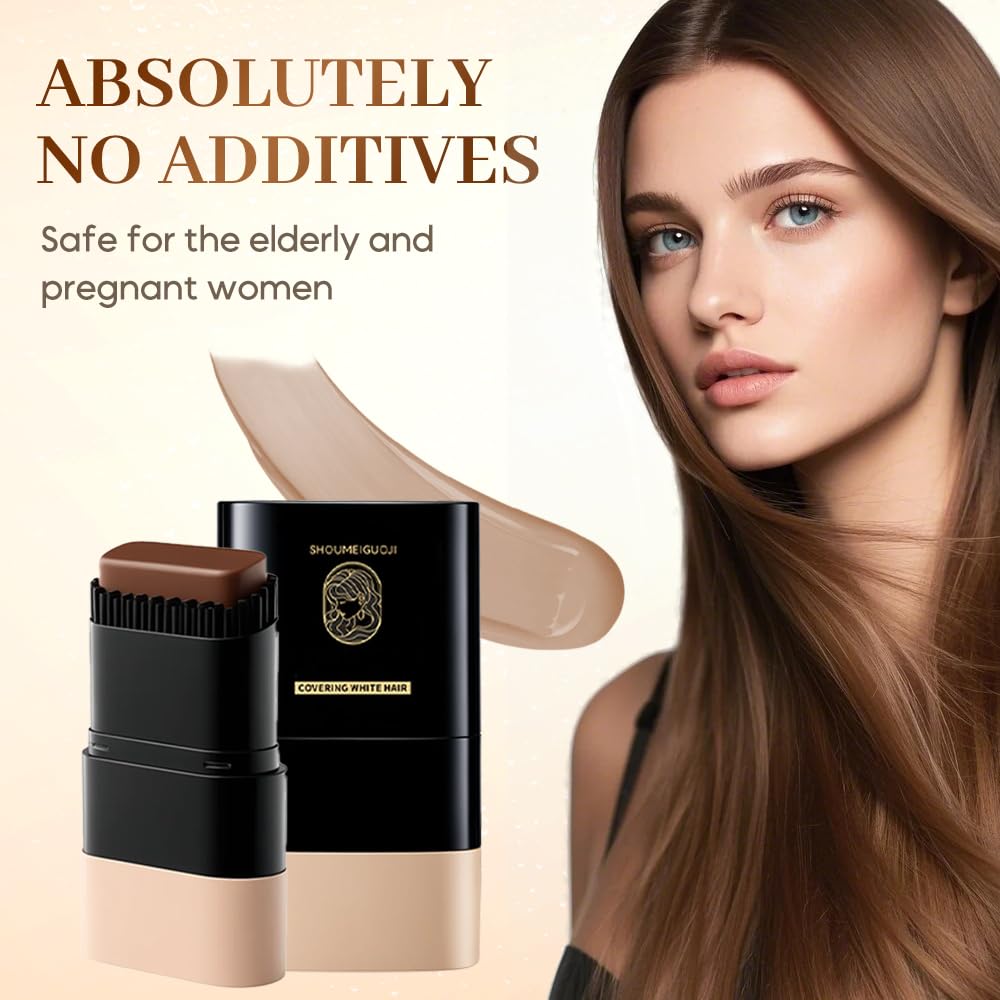 Hair Dye Stick, Portable Hair Color Touch-Up Stick, 2025 New Upgraded 2-In-1 Waterproof and Sweat-Proof Hair Dyeing Comb, Convenient Comb Hair Dye for Quick Touch Up (Brown)