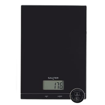 Salter Round Kitchen Scales - Digital Scales for Cooking and Cooking, Liquid and Fluid Measurement, Easy Read LCD Display, Tare/Zero Function, 5kg Capacity, SA00595BCFEU12