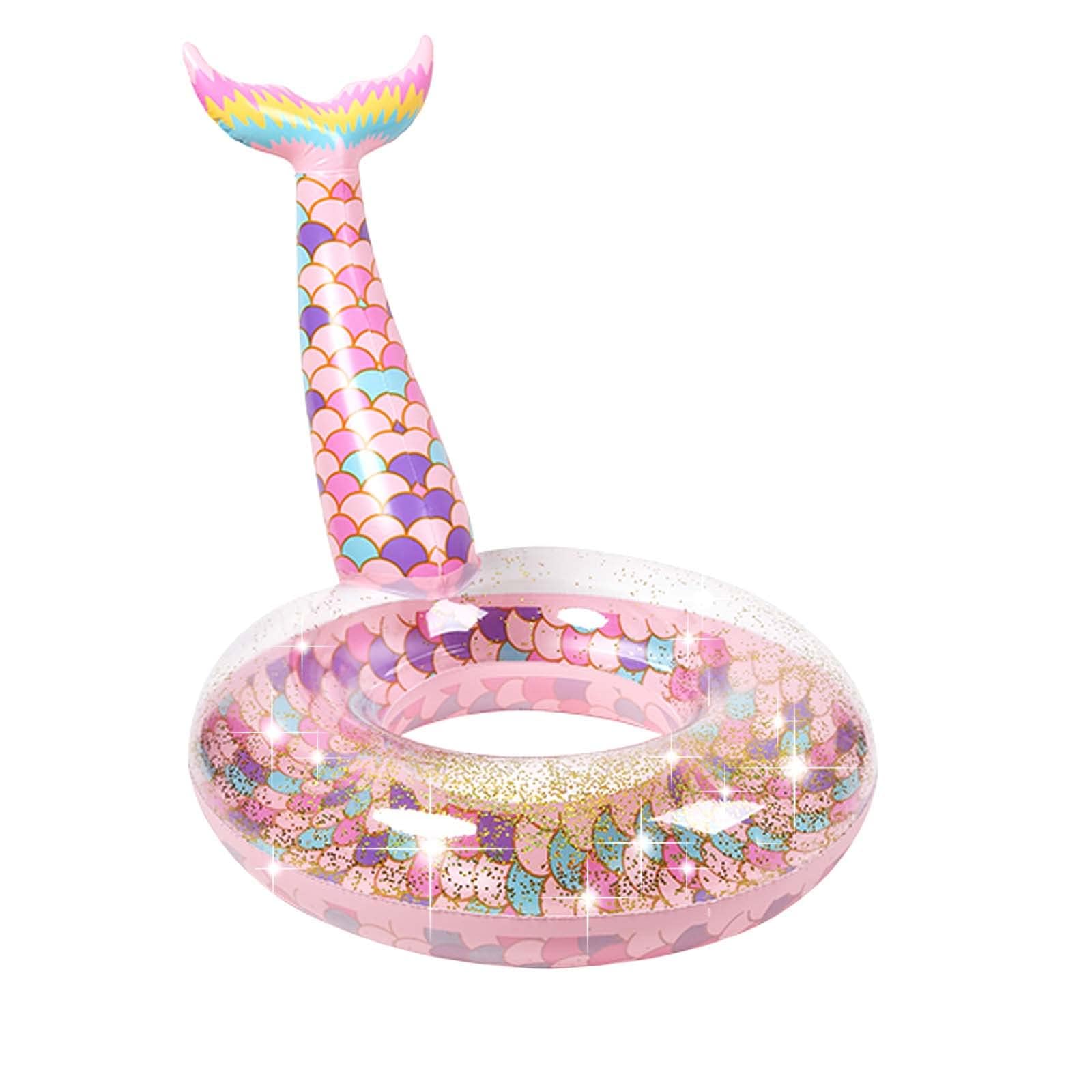 Ginkago Pool Floats Inflatable Swimming Rings Mermaid Tail Tubes Glitters Water Party Summer Beach for Kids and Adults