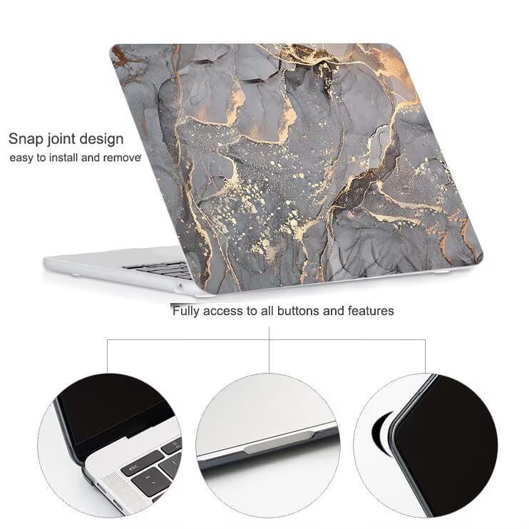 Funda MacBook Pro 14 rígida mármol C para modelos M4 M3 M2 M1 con protector de teclado 5
