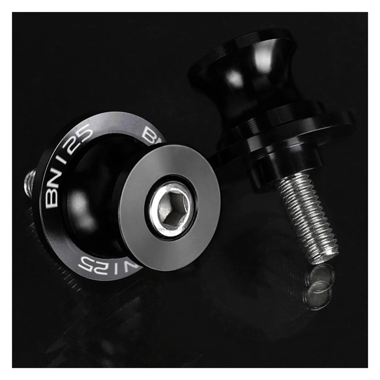 Xichenmu 6Mm Black Logo Cnc Aluminum Motorcycle Swingarm Spools For Bn125 2017-2023 6Mm Motorcycle Swingarm Spools Sliders Accessories Swing Arm Stand Screw(6Mm Black Logo)