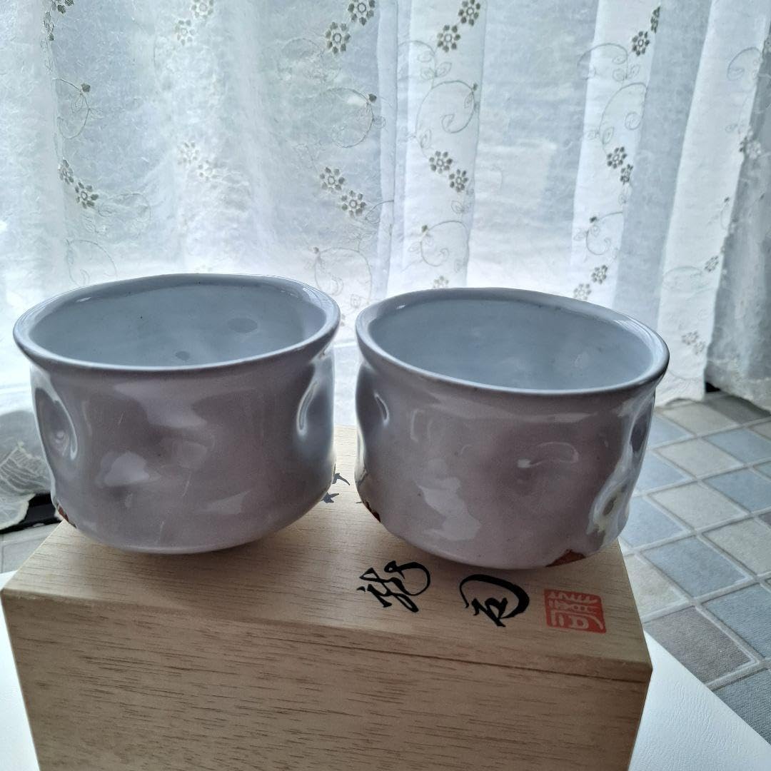 Hagi Ware White Pottery Matcha Green Tea Bowl, 2 Pieces